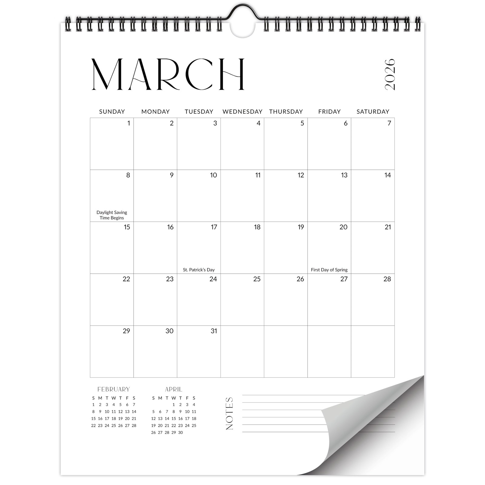 Beautiful 2026-2027 Wall Calendar – Runs from 11.5″ x 14.5″, Black and White