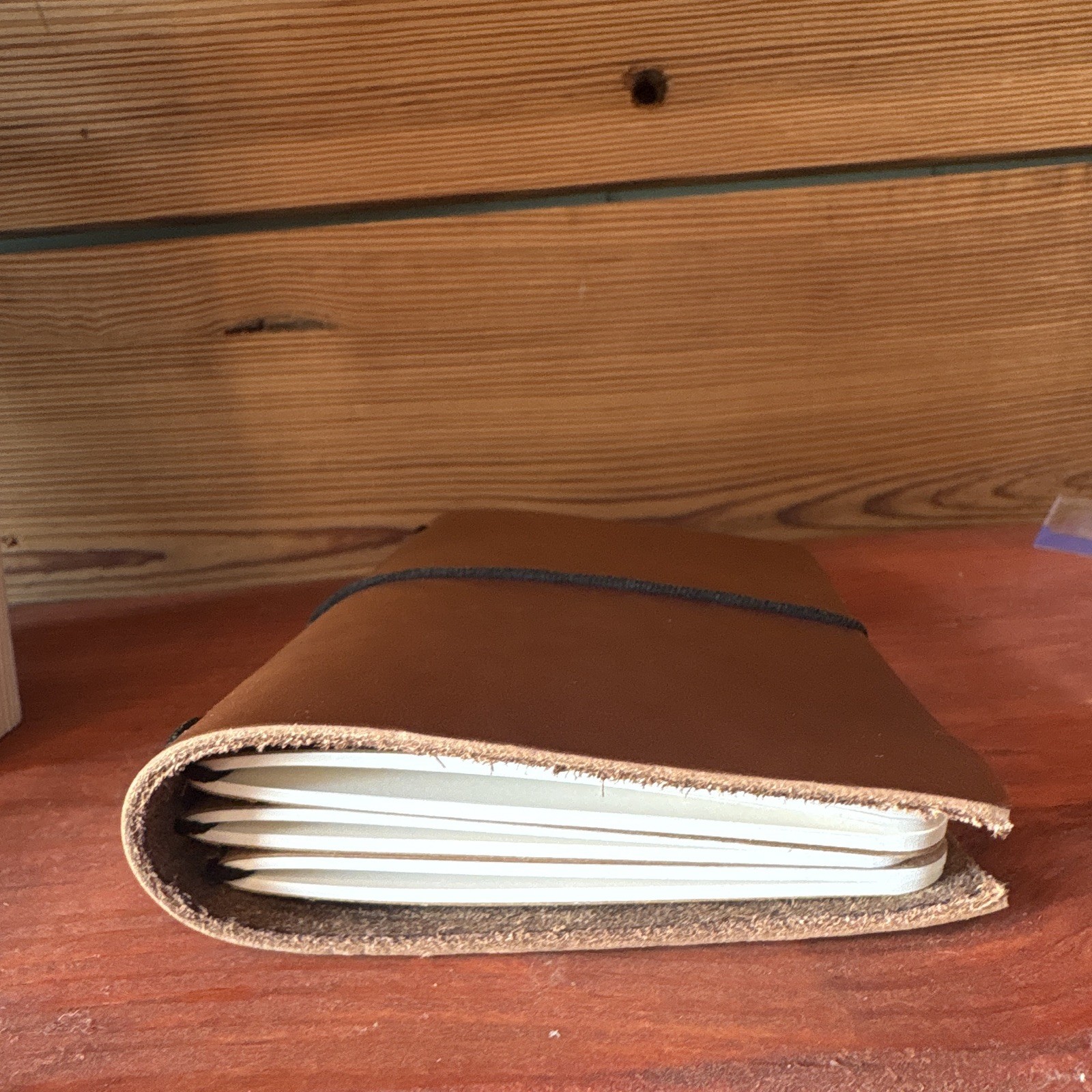 Leather Traveler Notebook w/ Elastic Band Closure Handmade Refillable Brown