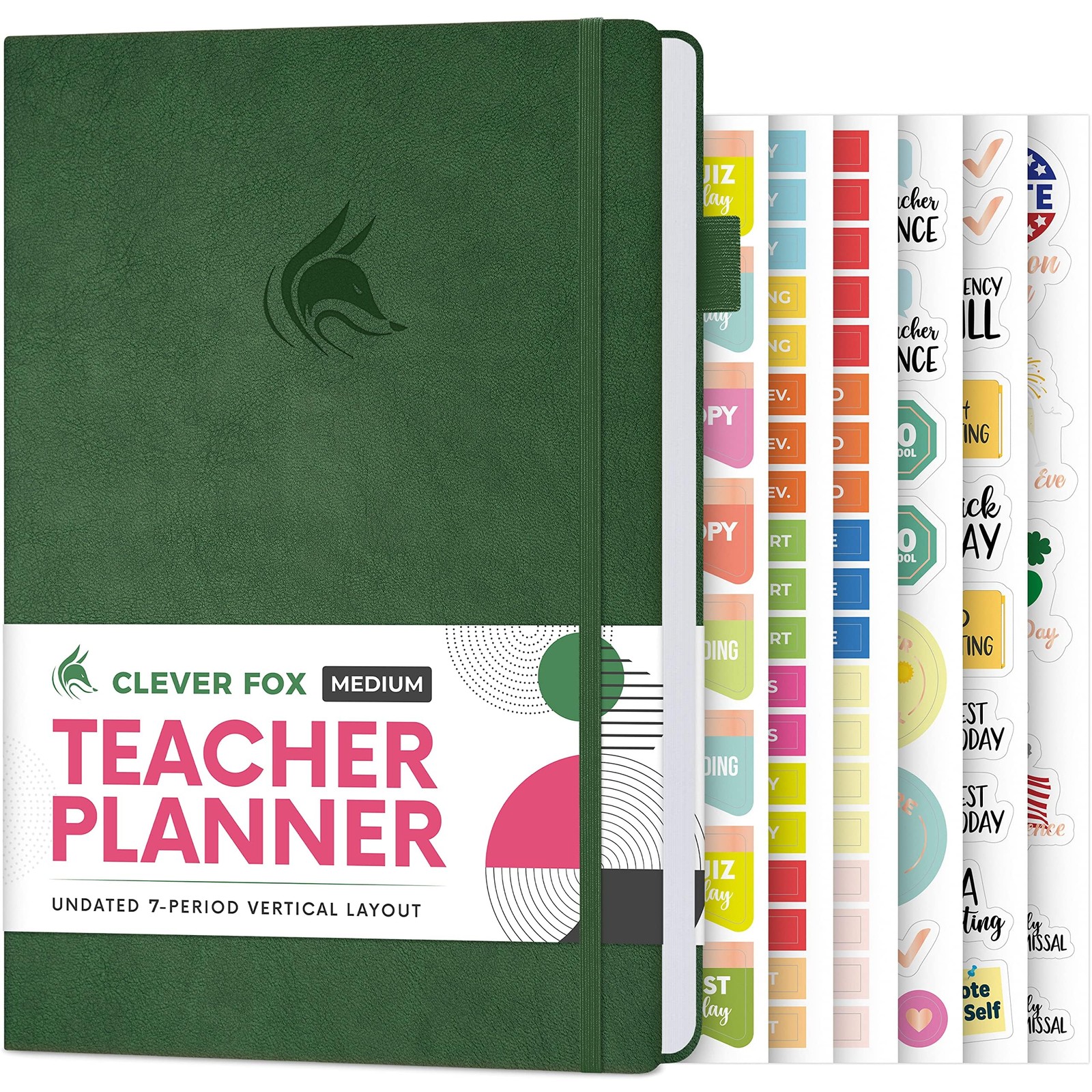 Clever Fox Teacher Planner – School Year A5 (5.8” x 8.3”), Dark Green