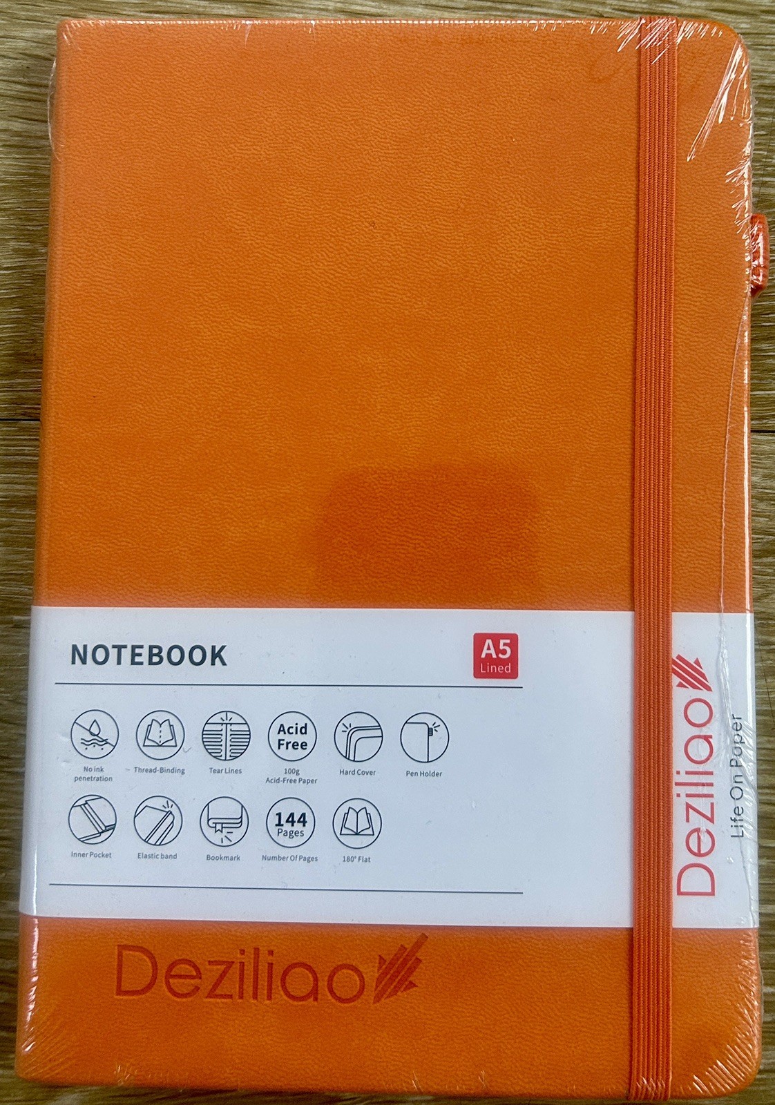 Deziliao A5 Lined Hardcover Notebook Orange | 144 Pages | New Factory Sealed