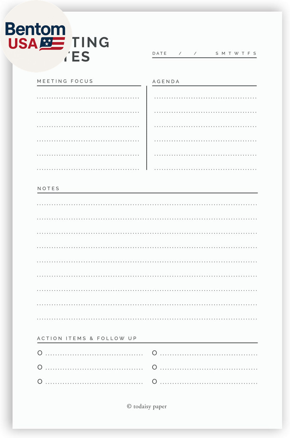 Meeting Planner Notepad 5.5 X 8.5″ Meeting Agenda Sheets, Meeting Schedule Notep