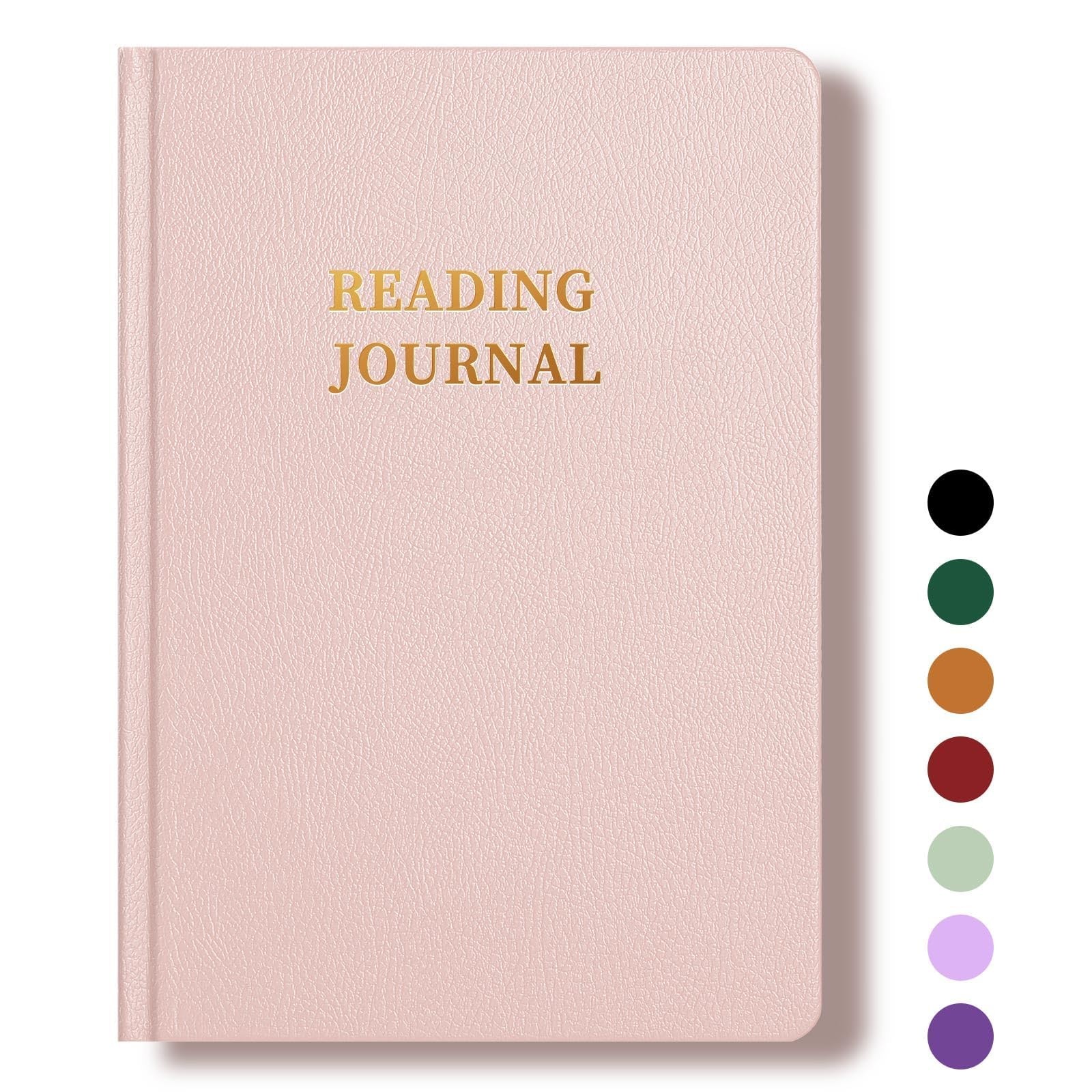 TSFPapier Pink Leather Reading Journal – Book Lovers Gift, Track 65 Books, 5.8″x