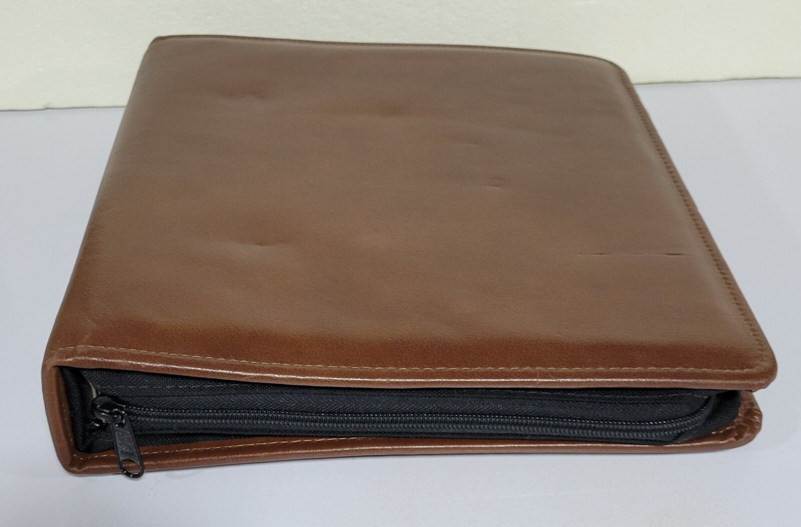 VTG Koloman Handler Brown Leather 7 Ring Binder Zip Close Franklin Quest Inserts