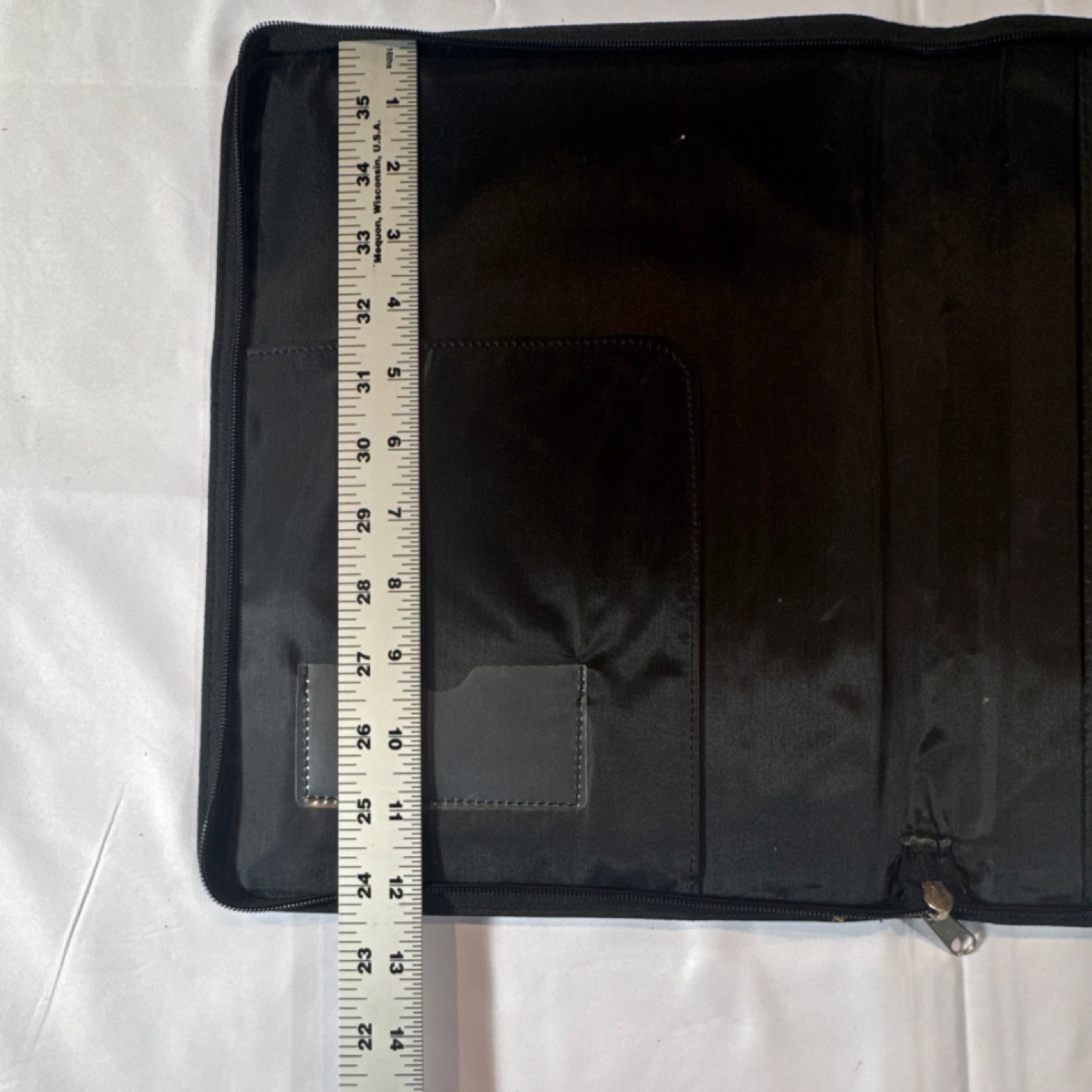 Day-Timer Black Leather Large Organizer Zippered Folio Notepad Pencil Holder