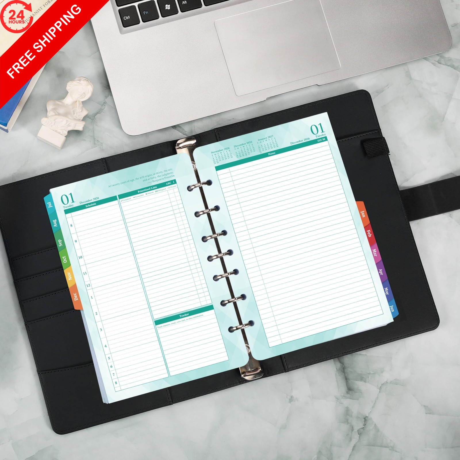 2026-2027 Planner Refills – Jul.2026 – Jun.2027, Two Pages Per Day A5, Green