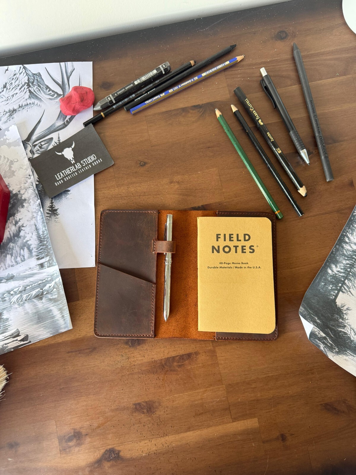 Handmade Refillable Notebook Case – Personalized Field Notes Leather Cover