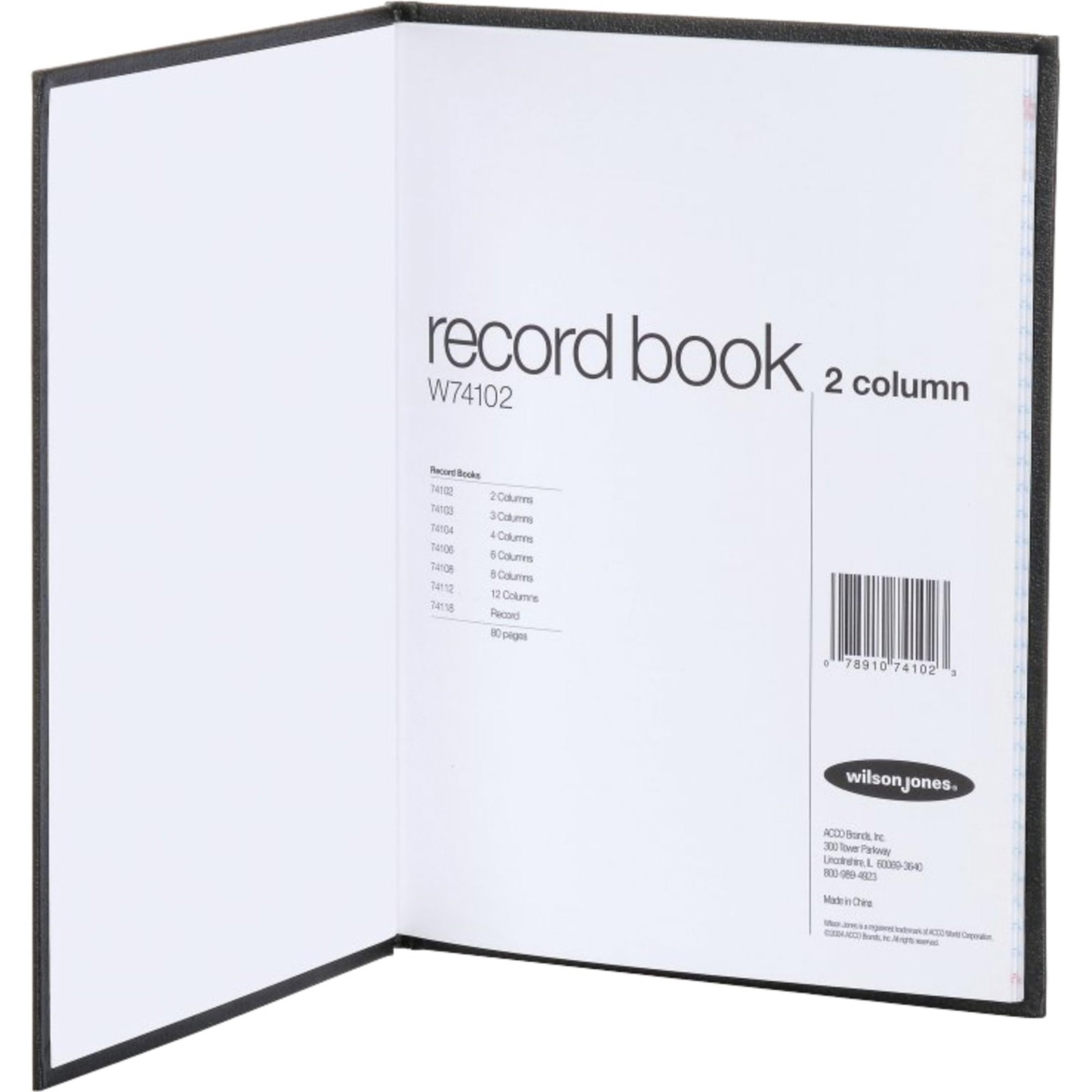 Wilson Jones Hardbound Accounting Journal 9.25×7 Inches 2 Columns 80 Pages Black
