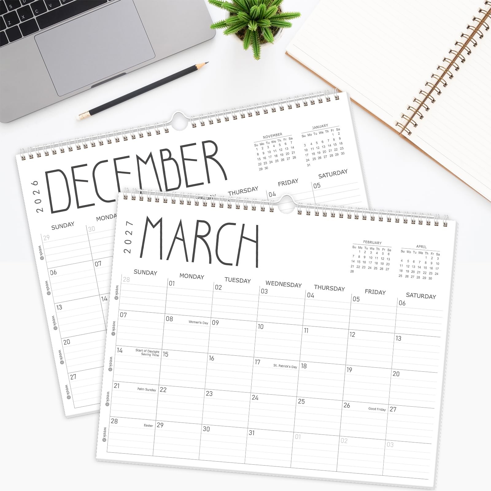 GuassLee Wall Calendar 2026, 2026-2027 14″x11″, Jun 12month