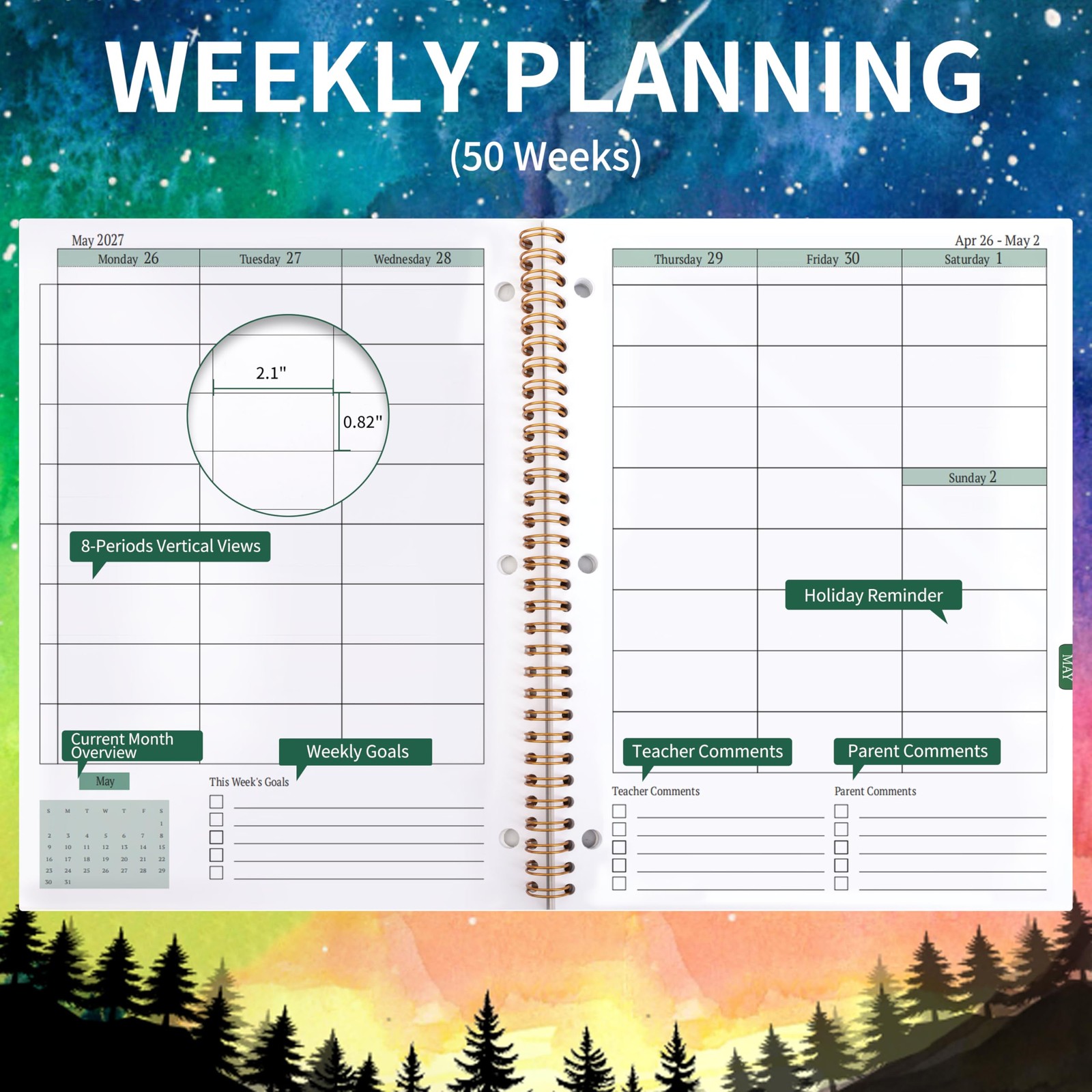 Student Planner 2026-2027 – Monthly and Weekly 8.2″ x 10.7″, Multicolor