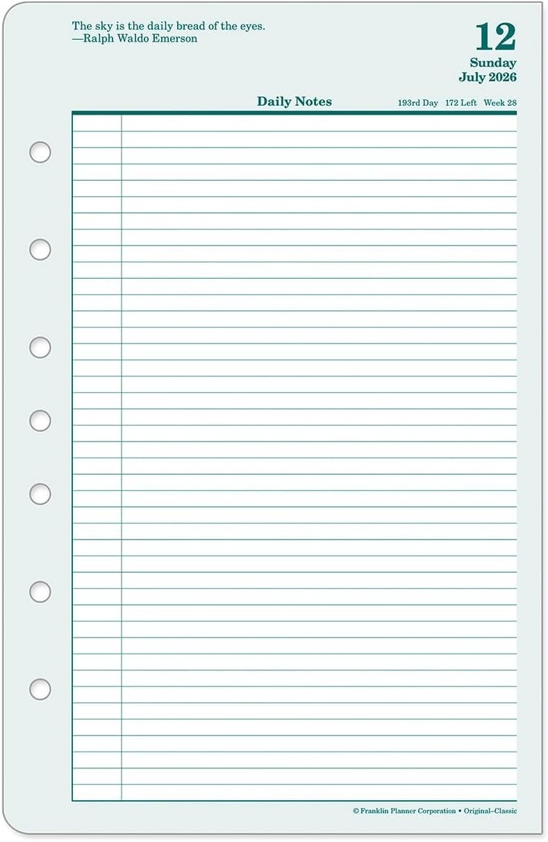 – Ring-Bound Planner Refill – Two Page Per Day Classic, Jul 2026 – Jun 2027