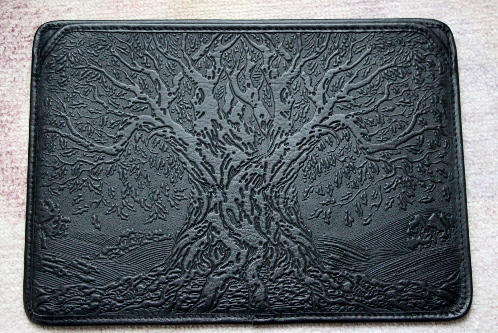 Oberon Design Leather LAPTOP SLEEVE 13″ -TREE OF LIFE in BLACK – NEW