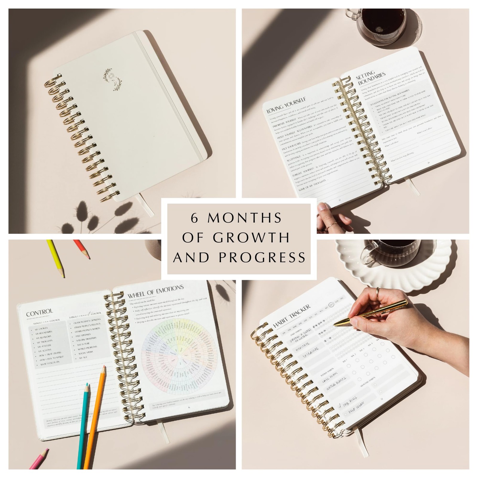 LIFTINSPIRE CO. FINDING BALANCE Mental Health Journal – 8.6″ x 6.5″, Sand