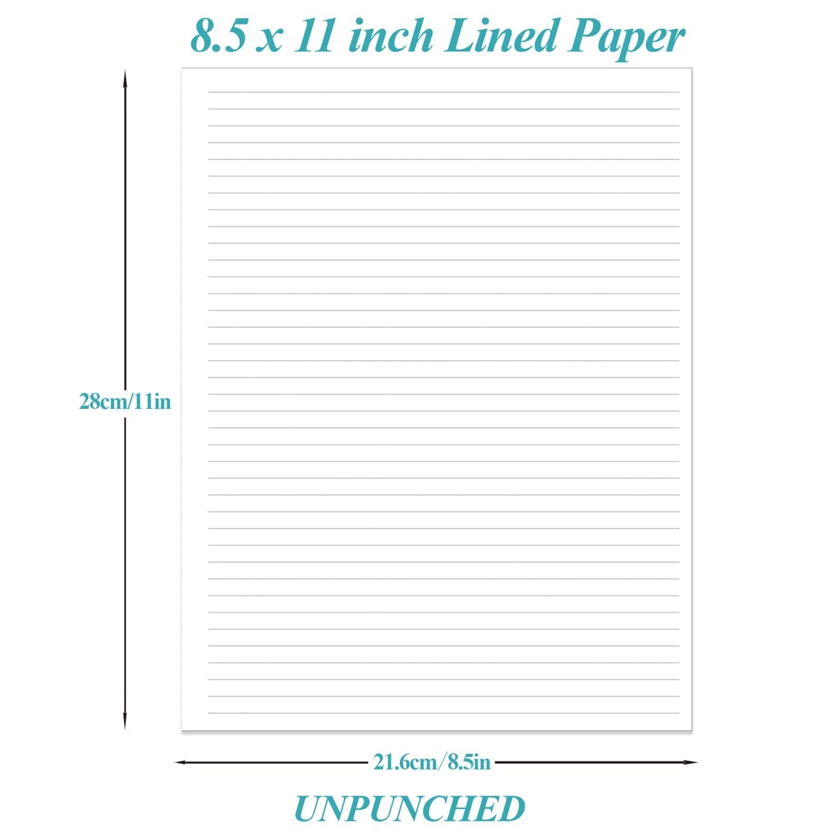 Unpunched Lined Paper Refills 2 Pack 200 Sheets 8.5″x11″ Loose Leaf Paper