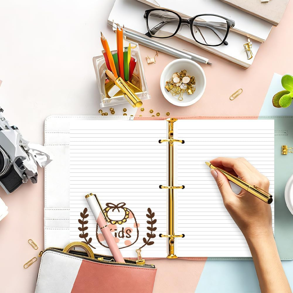 Half Letter Lined Paper 3Hole Punched 5.8×8.2Inch 100 Sheets Binder 3 PCS