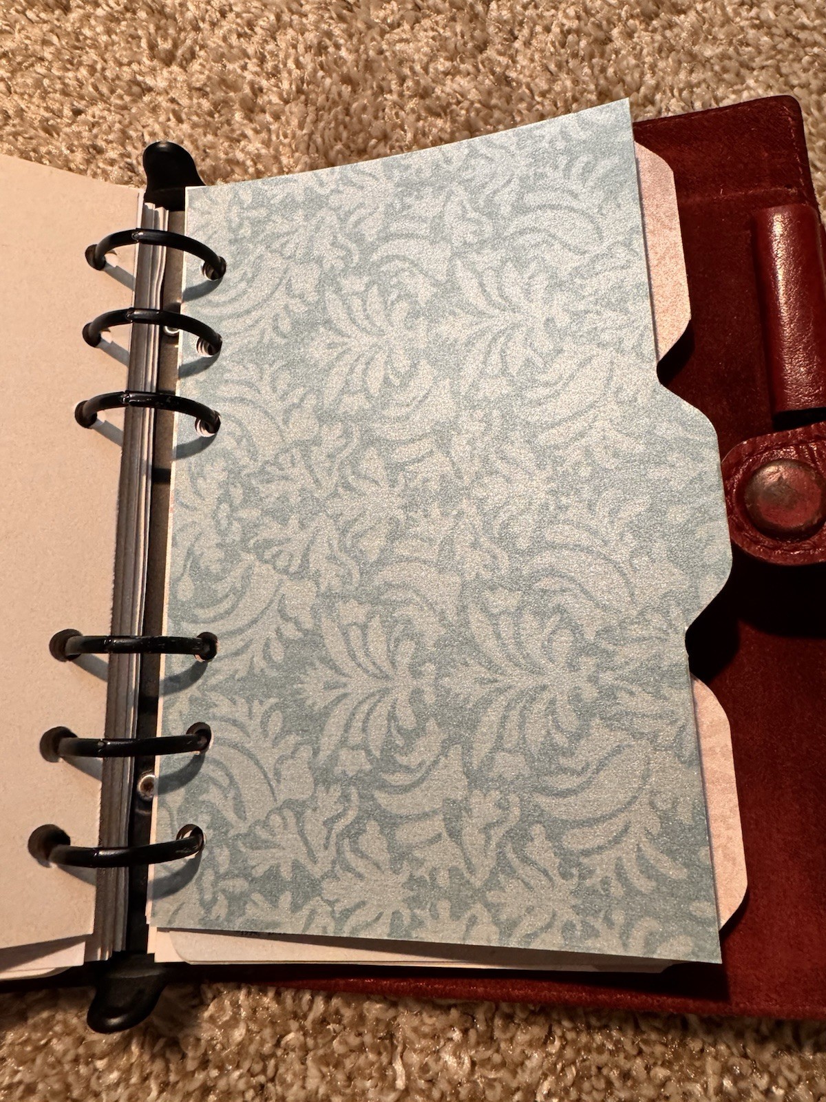 Vtg Day Runner Red Genuine Leather Planner 6-Ring Binder Compact Organizer + Tab