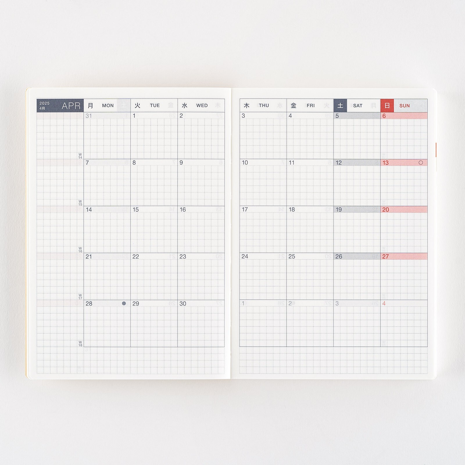 Hobonichi Notebook 2025 Planner body original English version [A6/Monday start]