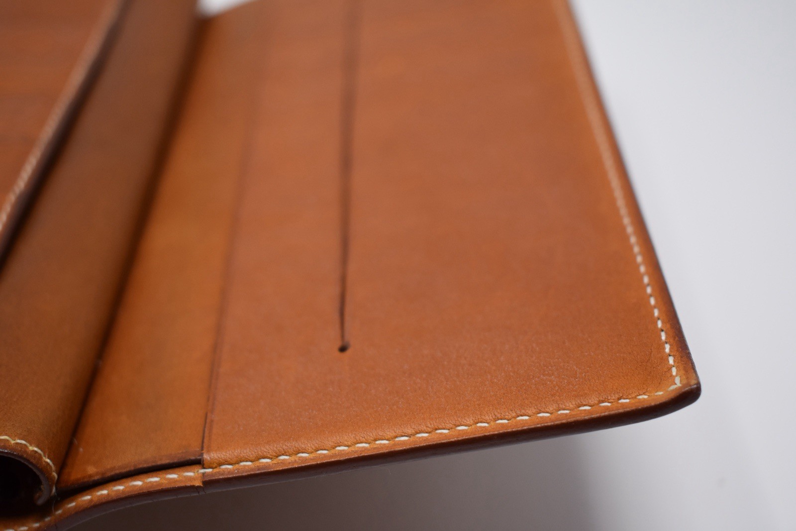 Hermes Vintage Tan/Brown Leather 7 Slot Bifold Notebook/Agenda/Wallet/Holder