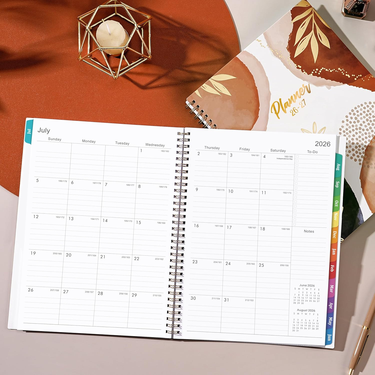 2026-2027 Weekly and Monthly Planner for Women Twin-Wire Binding, Colorful Tabs,