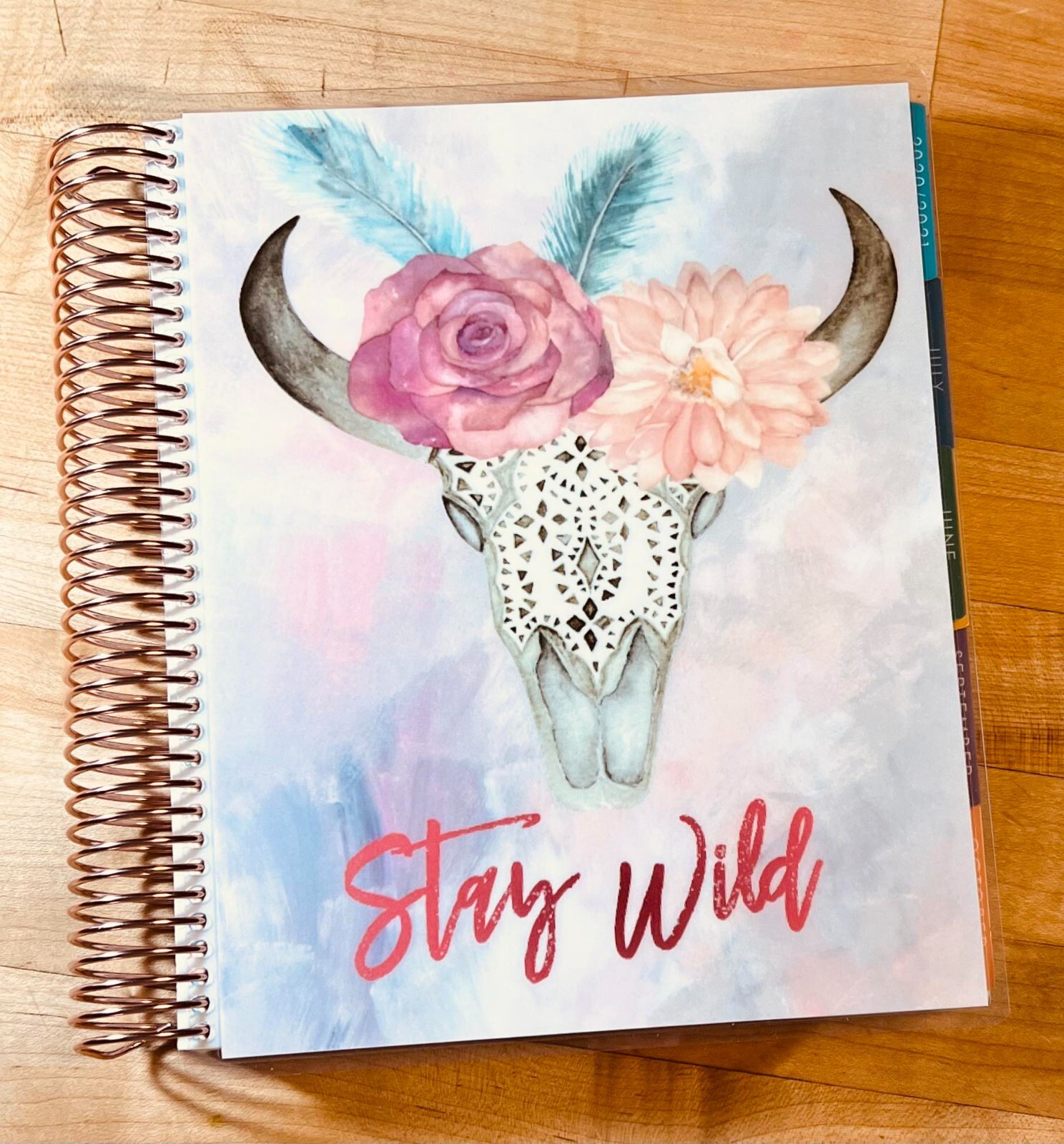 “Stay Wild” Flower Rose Bull Skull Cover Set 4 use w/ Erin Condren Life Planner~