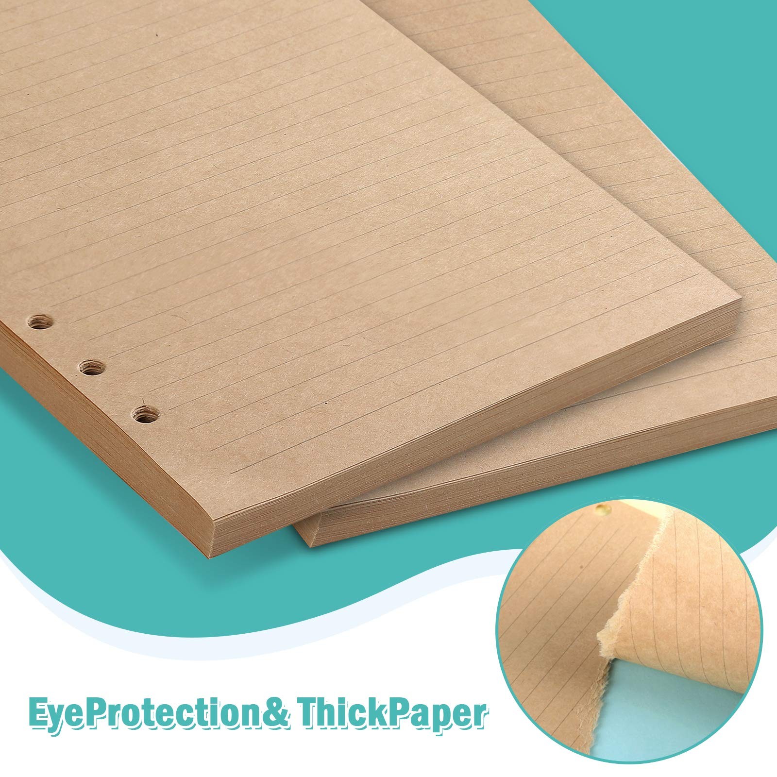 A5 Refill Paper, 280 Pages Loose Leaf Paper 6 Hole A5, Lined Kraft