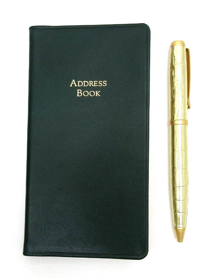 Address Book Personal Pocket Size 3×6″ Soft Leather Cover Graphic Image GREEN