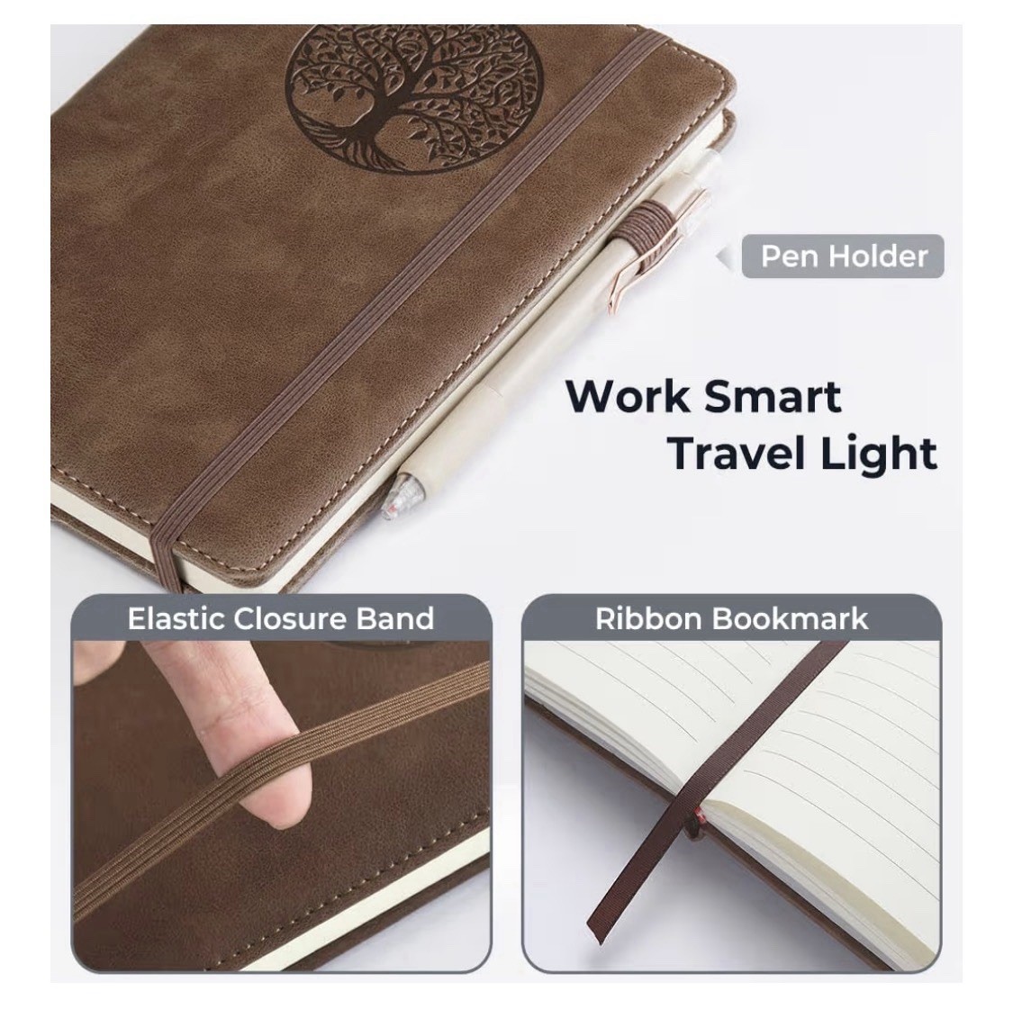 Journal Notebook A5 5 x 8 Inch Hardcover Vegan Leather 256 Page Tree Of Life