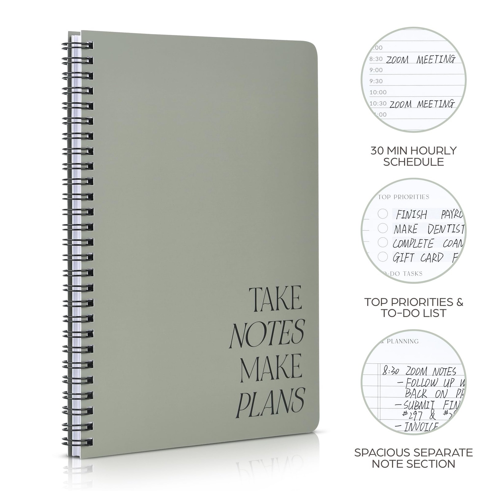 Zicoto Beautiful Daily Planner And Notebook Hourly Schedule – Aesthetic Spiral