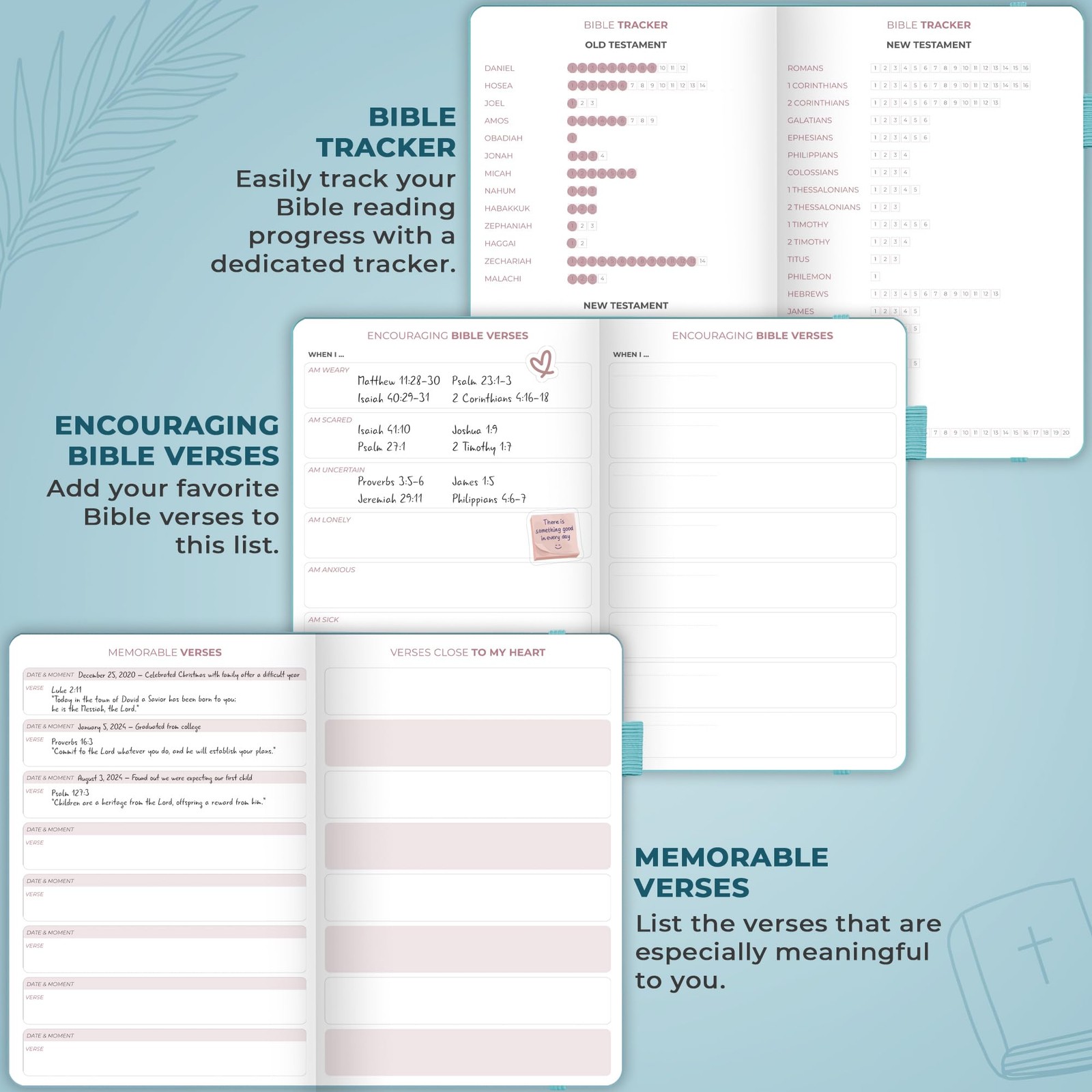 Clever Fox Daily Faith Journal – Guided A5 (5.8” x 8.3”), Aquamarine