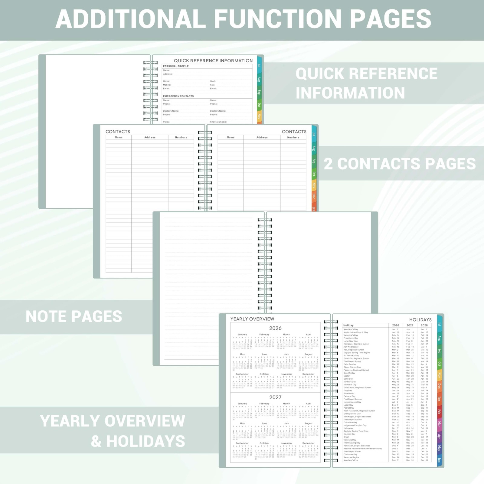Planner 2026-2027 – Weekly and Monthly 8.5″ x 6.4″, Green