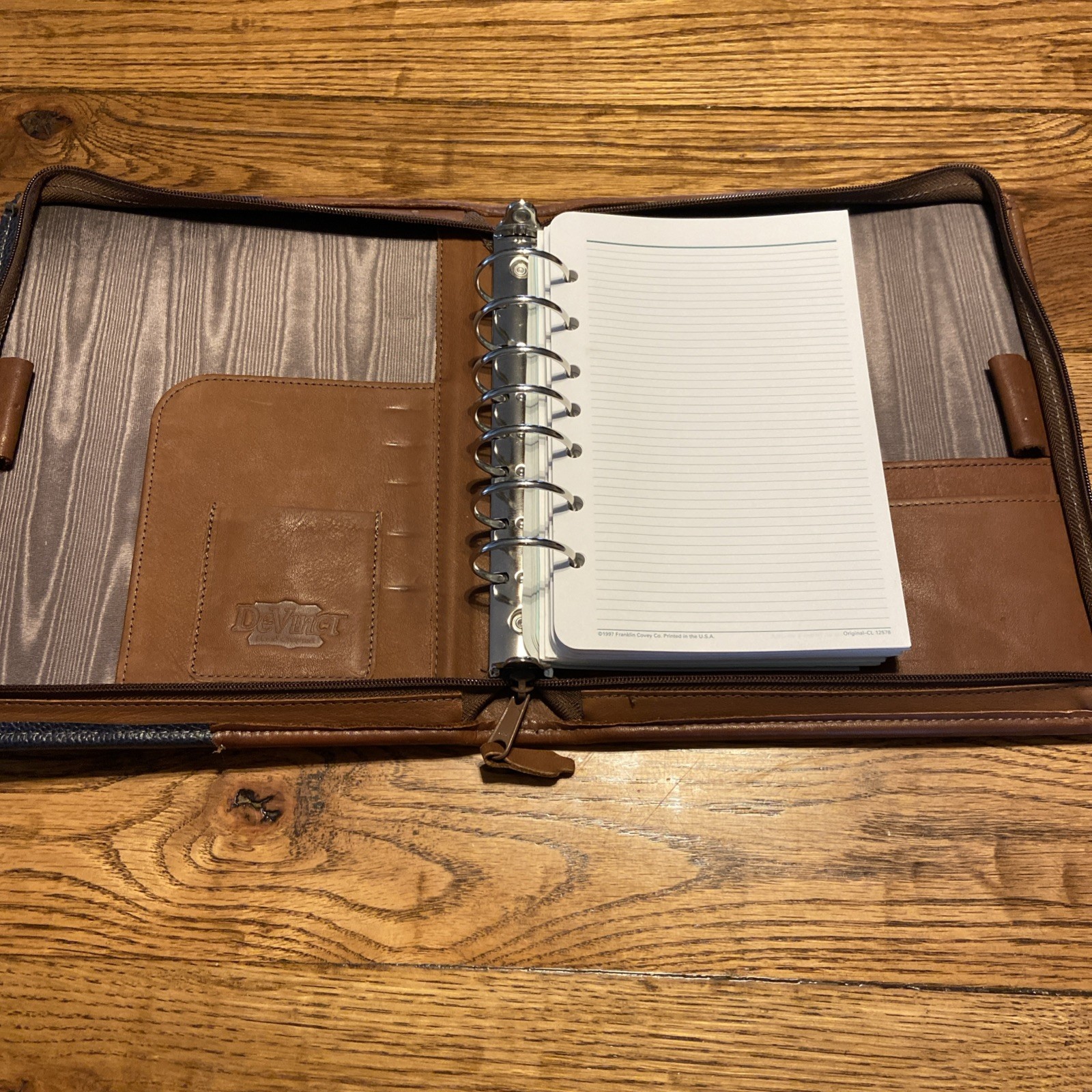VTG Brown Leather Planner Binder 7-Ring -1.5″ DeVinci Hand Crafted
