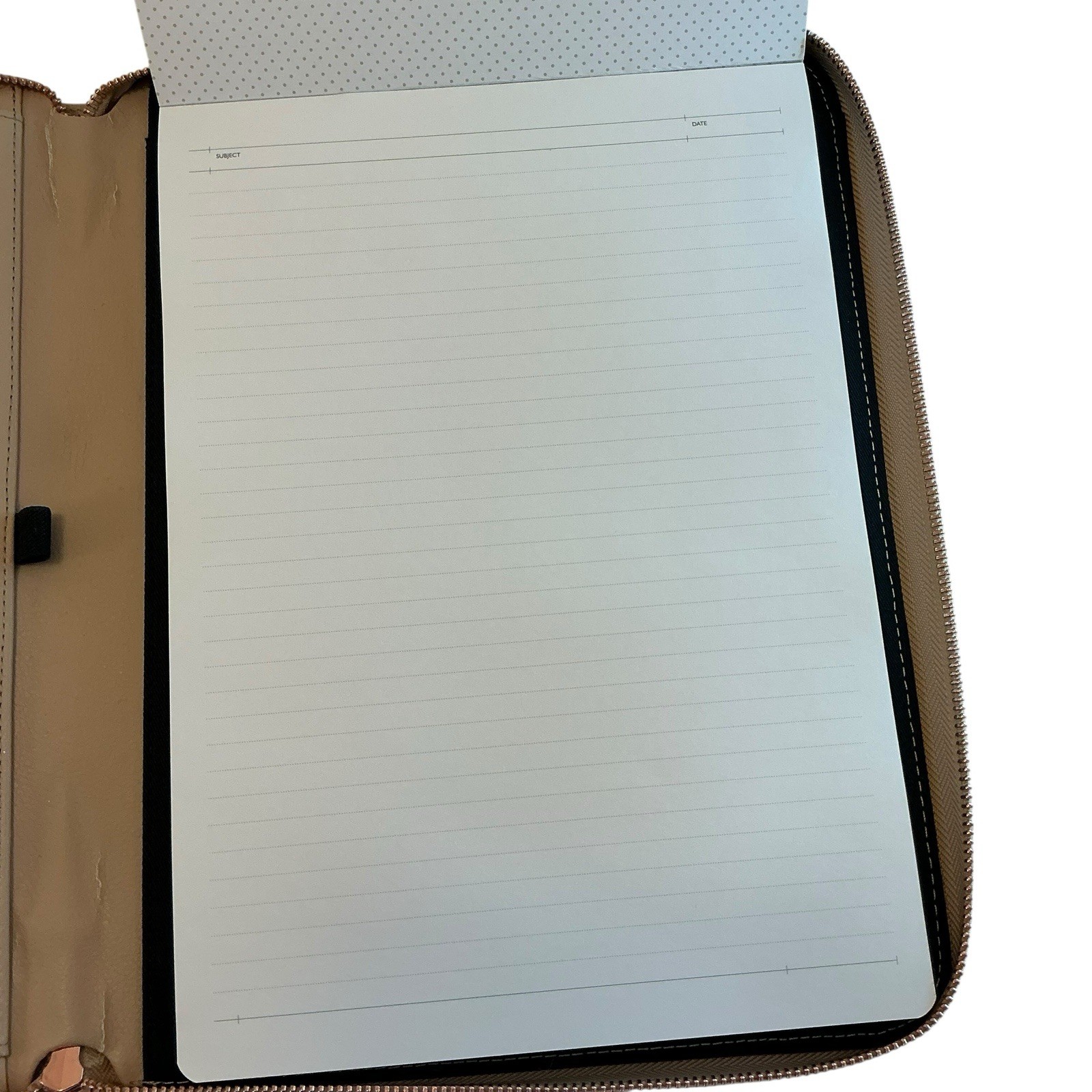 Kikki.K Leather Compendium LATTE, Zip Padfolio, Portfolio Large A4 – 12 x 9.5