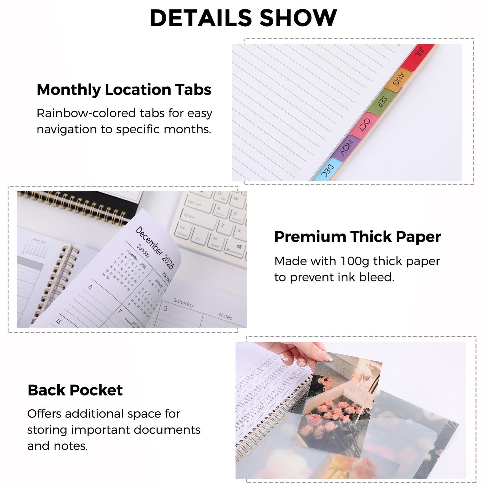 SKYDUE 2026 Appointment Book, 8.5″ x 11″, Hourly Planner Letter, Black Flower