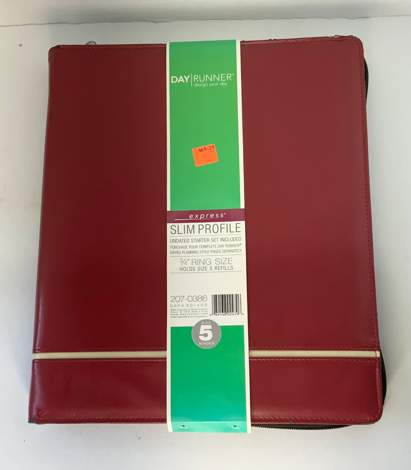 Day Runner Inset Stripe Refillable Weekly Planner, 8 1/2″ x 11″, Red, (207-0386)