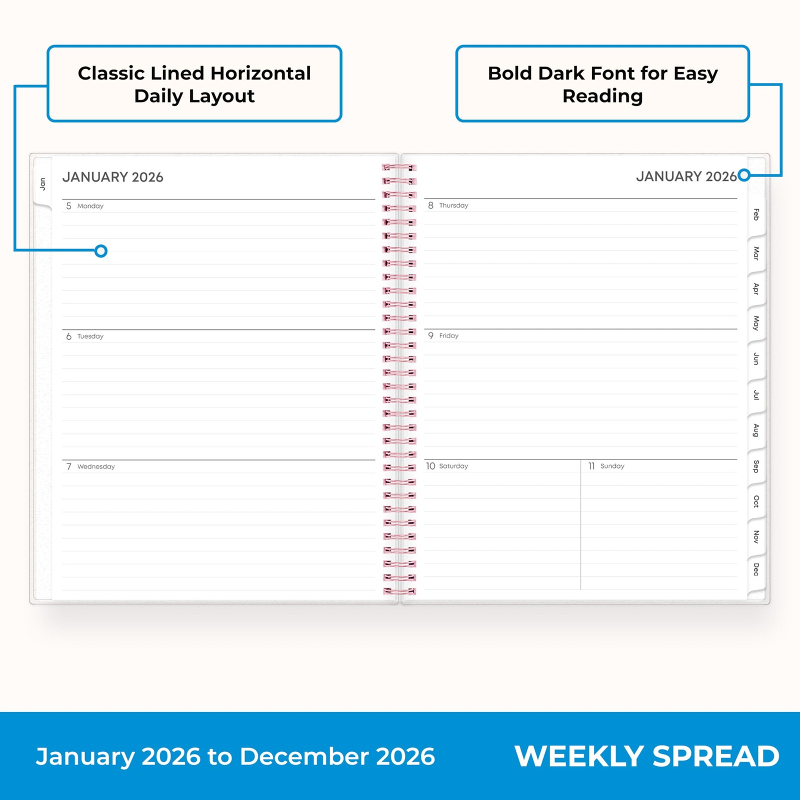 Blue Sky 2026 Weekly and Monthly Planner Calendar, 8.5″ x 11″, Joselyn- 2026