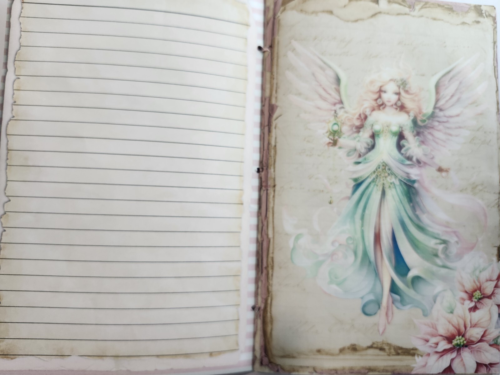 Junk Journal Booklet “PASTEL CHRISTMAS” Christmas Pink Holiday Ephemera, Cards+