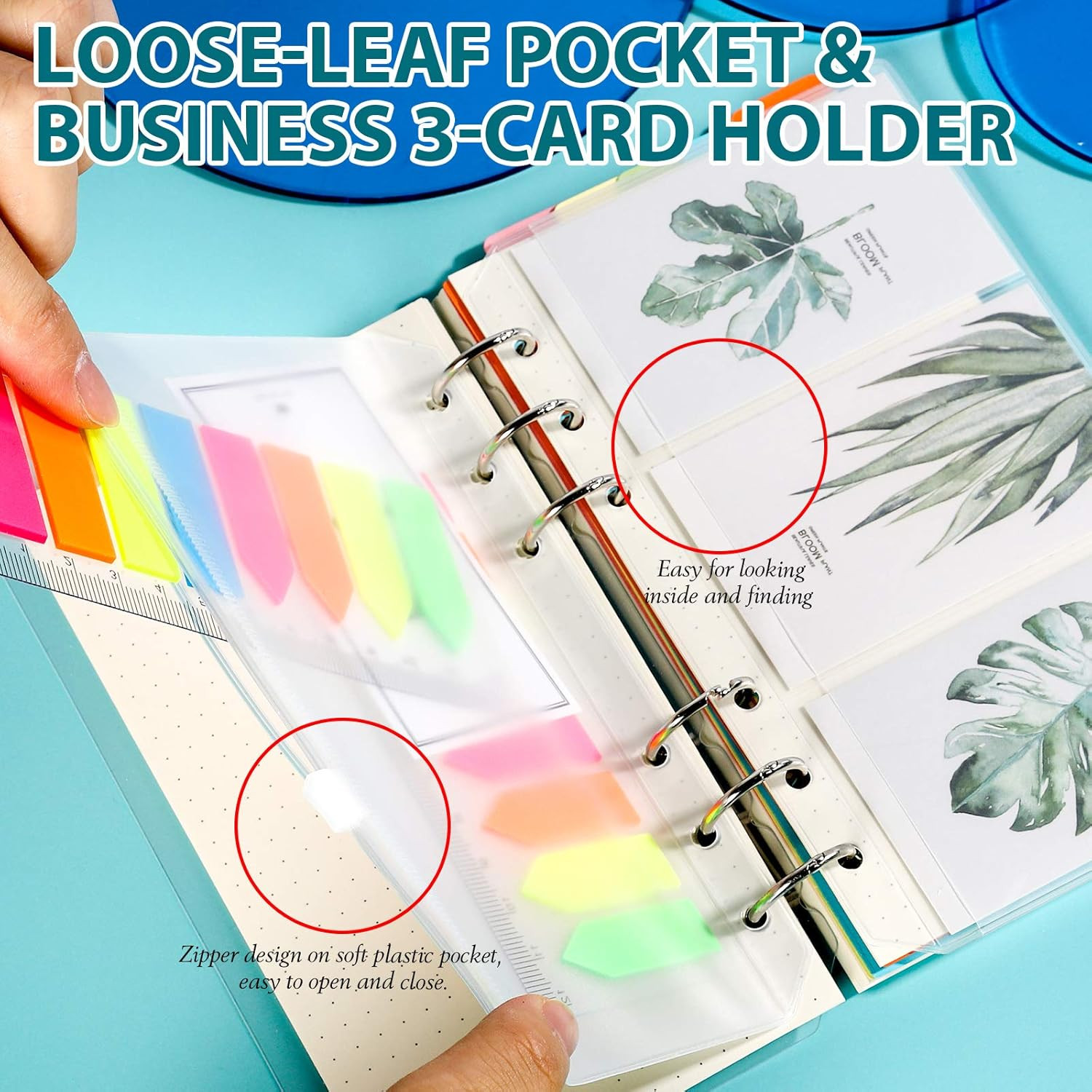 LEOBRO A6 Refill Paper, 3 Pack 45PCS A6 Dotted Loose Leaf Paper, with Page Marke