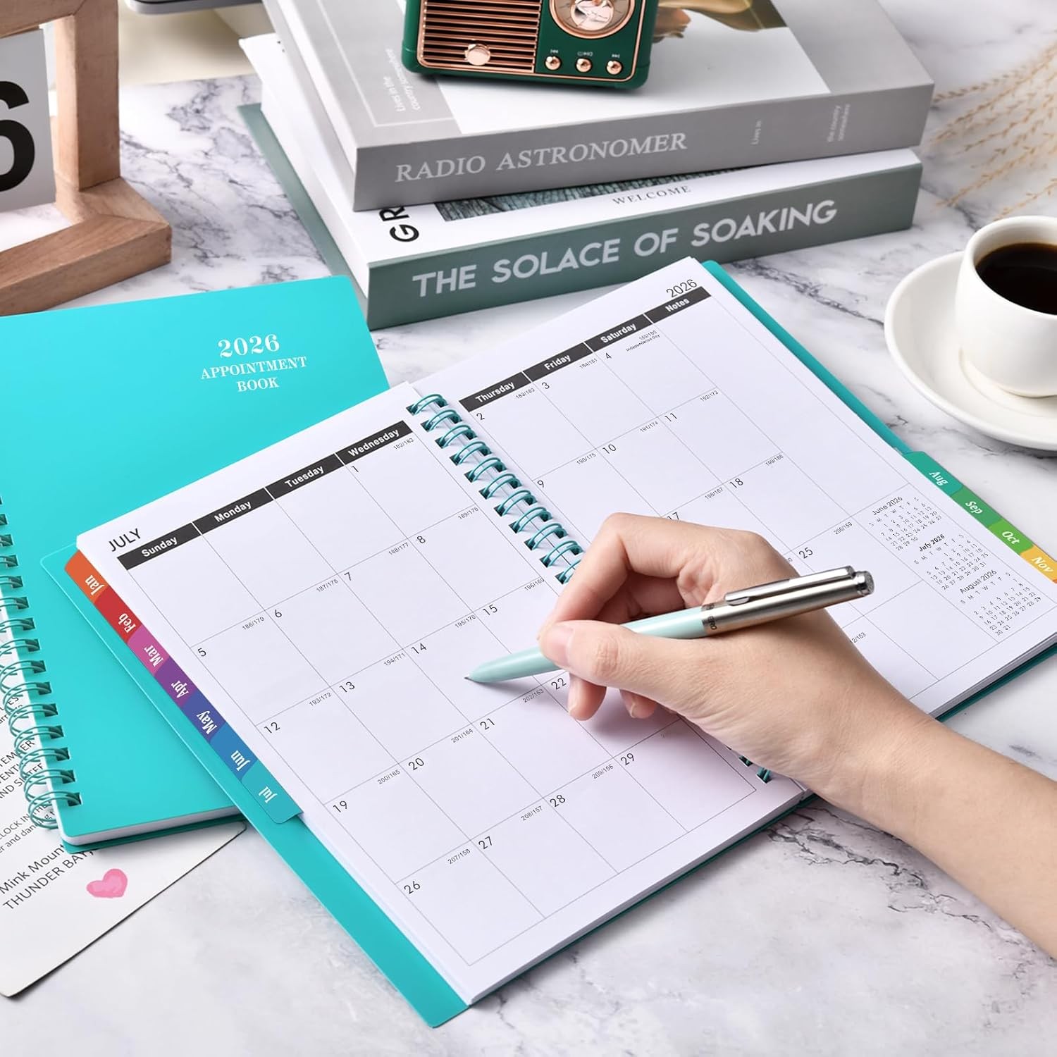 2026 Weekly Appointment Planner Book Jan-Dec 6.4″x8.5″ Tabs 30-Min IntervalsTeal
