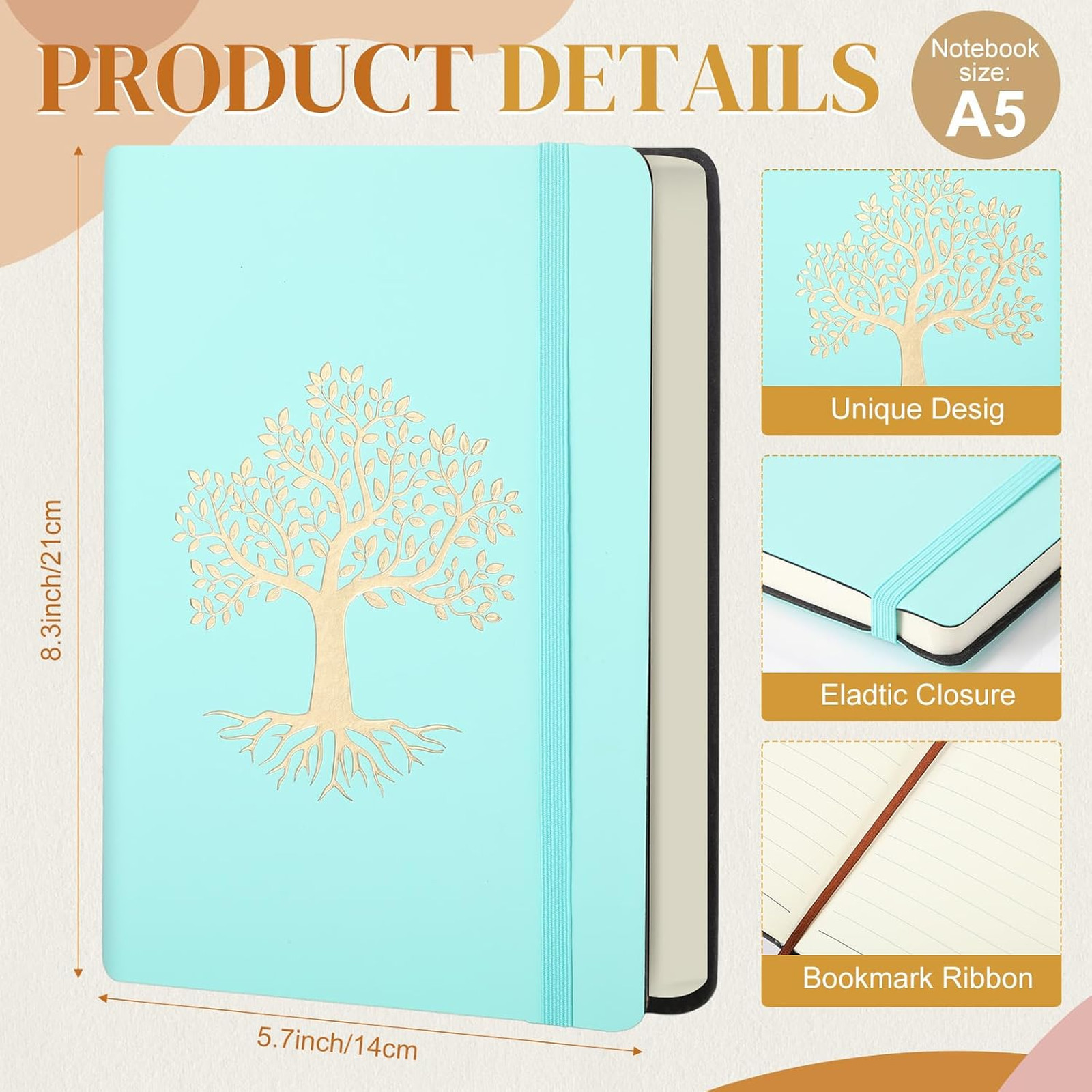 Leather Hardcover Notebook A5 Lined Journal 200 Pages 10 Colors for Writing