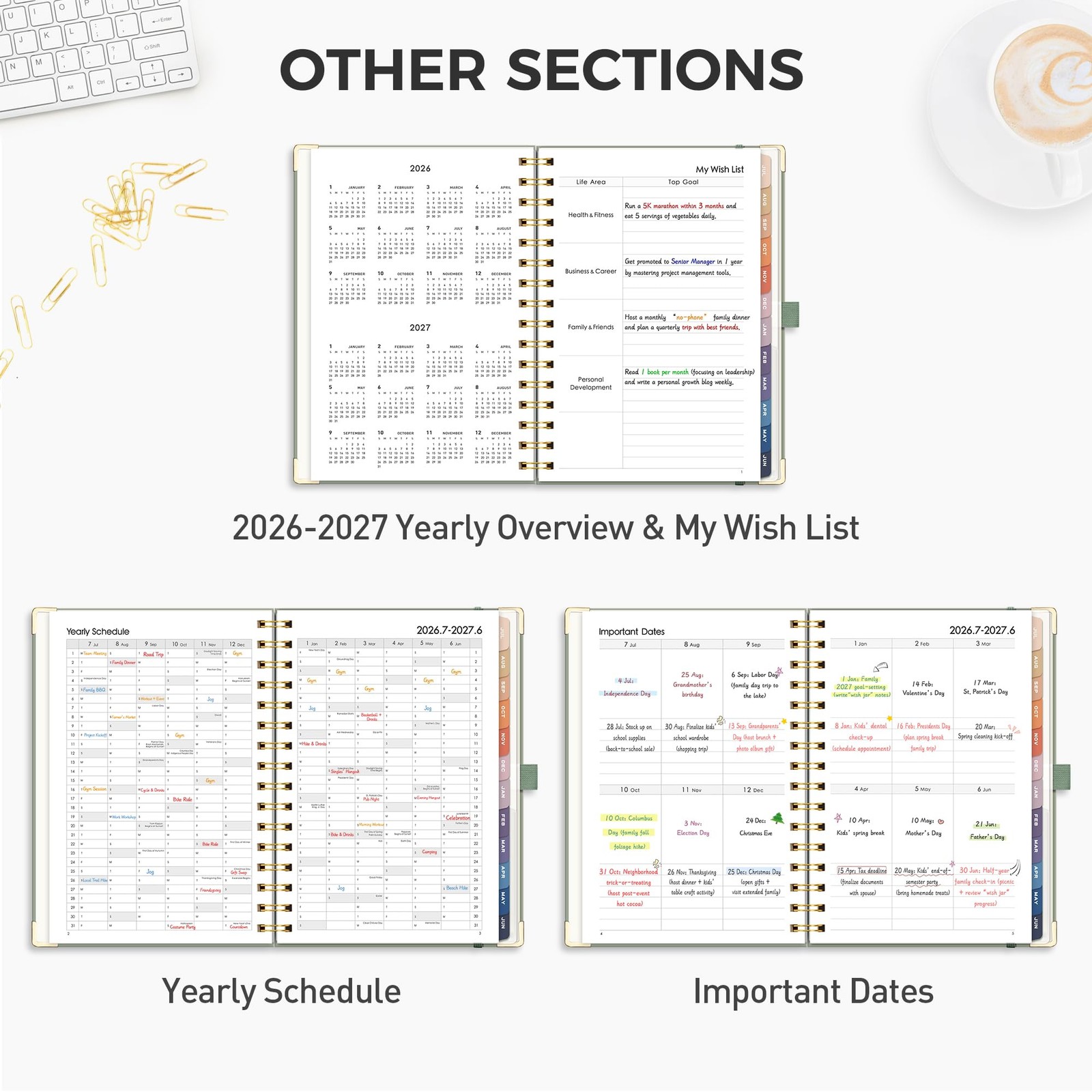 Academic Planner 2027 2028 Weekly Monthly Hardcover 5.7×8.3 Medium Green