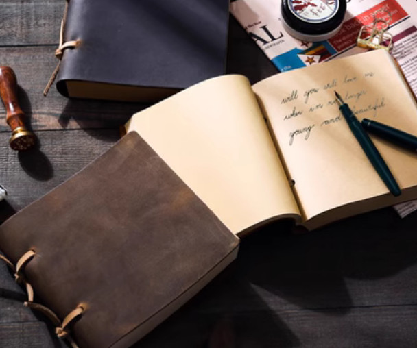 loose leaf Writing note Notebook sketchbook binder Notepad leather blue Q349