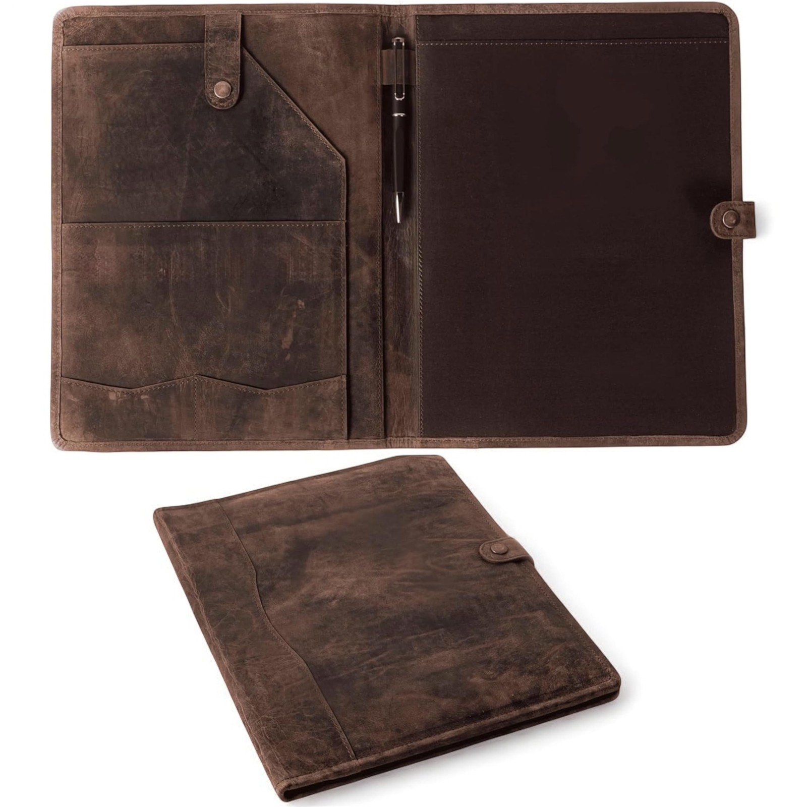 Leather Portfolio Professional Organizer Padfolio – Resume Folder with Luxury…
