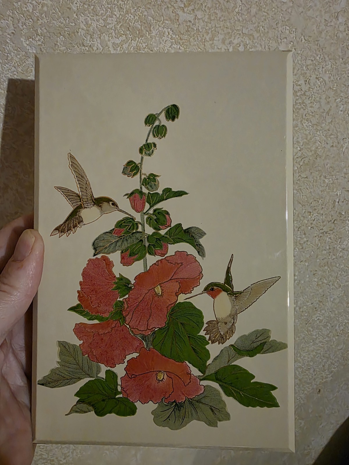 Vintage Otagiri Japan Lacquerware Address Book Hummingbird & Florals