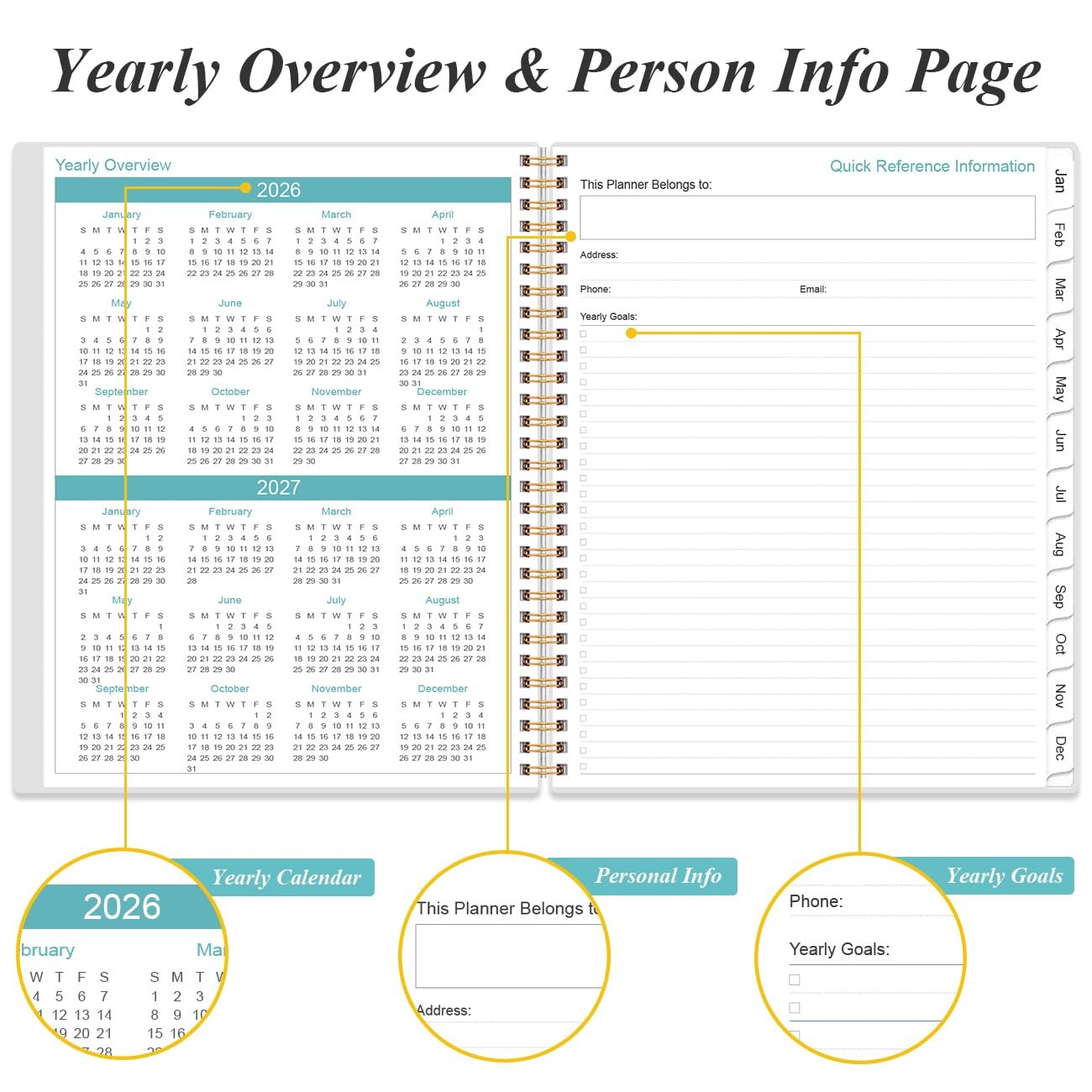 2026-2027 Monthly Planner – 18 Calendar, 9″ x 11″, Blue Watercolor