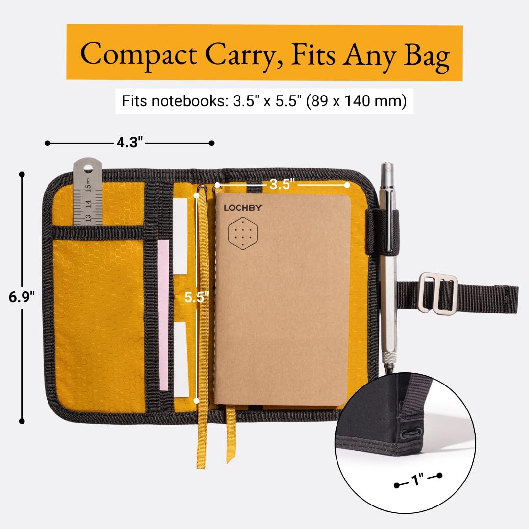 LOCHBY® Mini Field Journal | Water Resistant Waxed Canvas | Pen Loop | Includ…