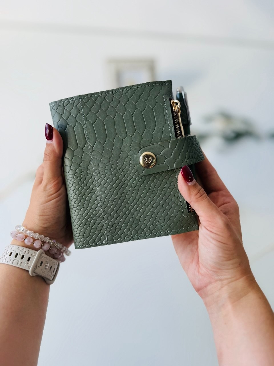 Natural Leather notebook cover A7 2 rings mini wallet. Dated 2026 planner gift.
