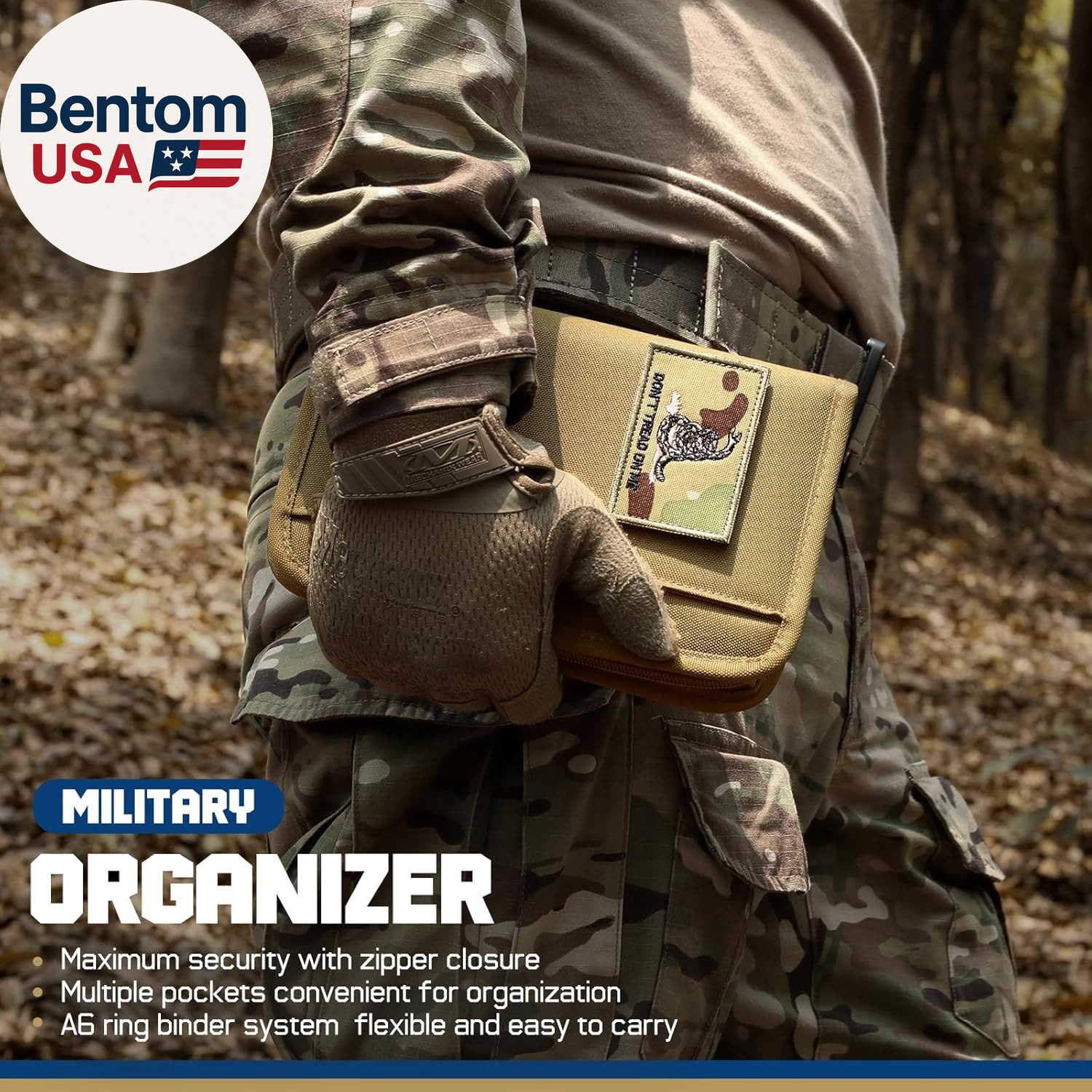 Tactical Notebook Padfolio Ring Binder – Refillable 6-Ring A6 Binder, Zip Hardco