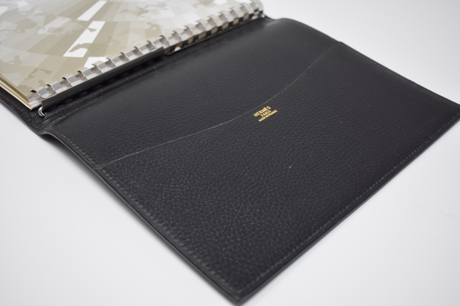 Hermes Vintage Black Calf Skin Leather Notebook/Agenda Holder