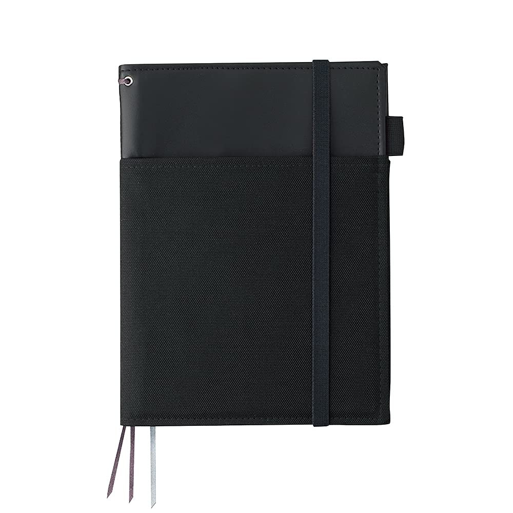 A5 Black Blank Secure Notebook Cover with Elastic Closure and Pen Loop