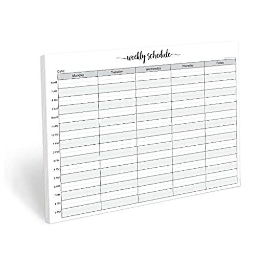 Weekly Schedule Planning Notepad – 50 Sheets (8.5″ Letter (8.5″ x 11″) Mon-Fri
