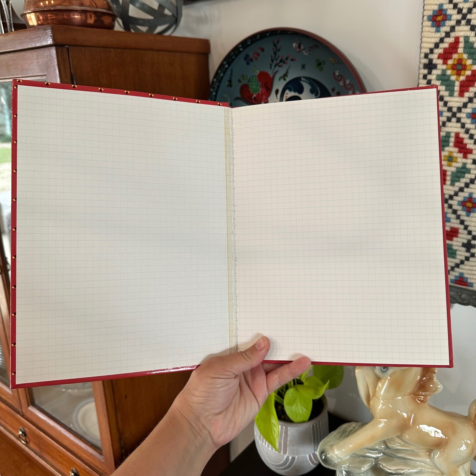 Vtg Mary Engelbreit Sketchbook Red Hardcover Grid Journal 90’s Stationery Whimsy